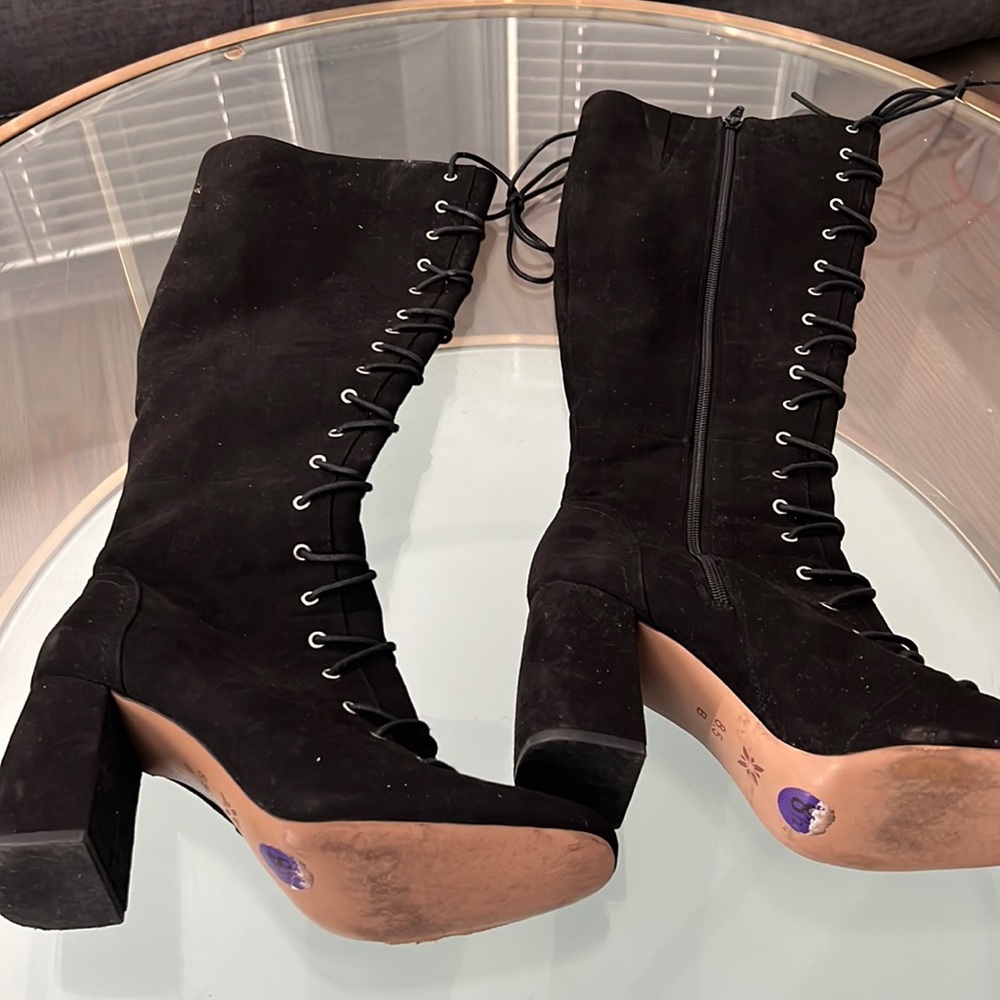 Black laced up boots